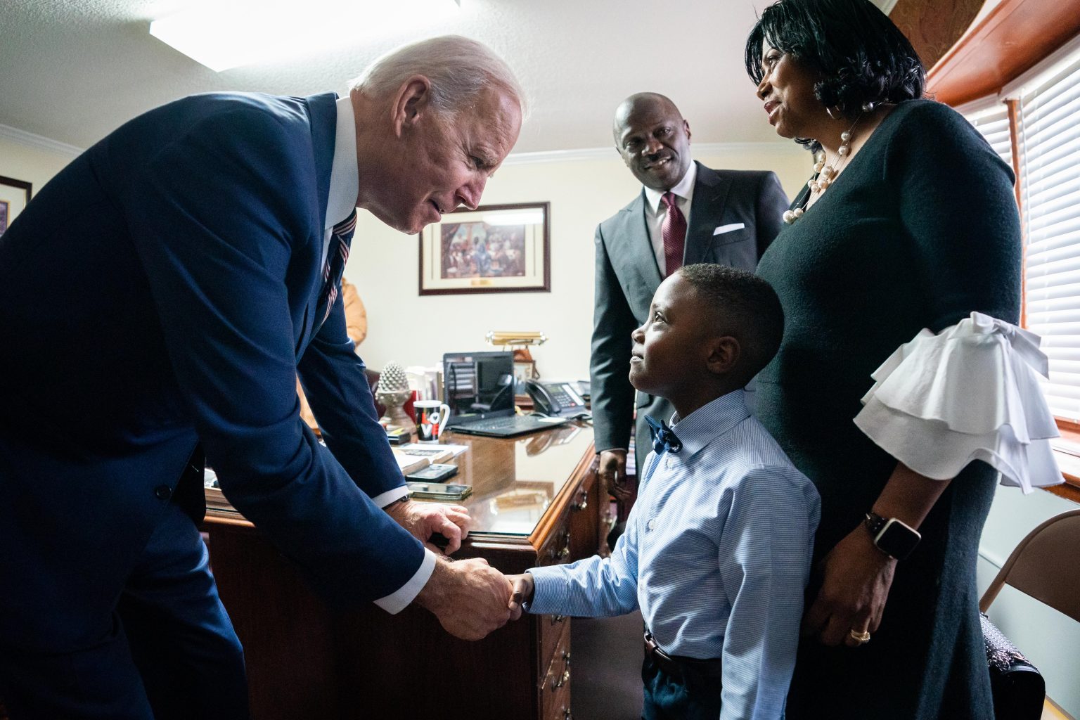 Greeting the most important member of the congregation before Sunday service  at Bethlehem Baptist Church, Sunday, January 19, 2020
