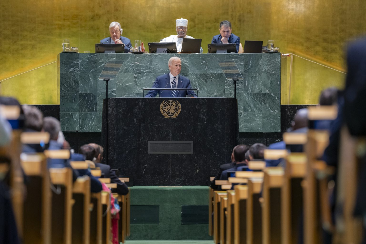 President Joe Biden speaks at the 79th session of the United Nations General Assembly, Tuesday, September 24, 2024, at the U.N. Headquarters in New York City. (Official White House Photo by Adam Schultz)